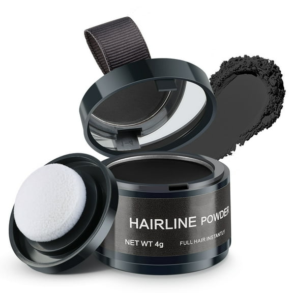 Instantly Hair Powder, Root Touch Up Hair Color Hairline Powder, Women Men Hair Powder Elevates Hairline for Women Men Thinning Hair, Black