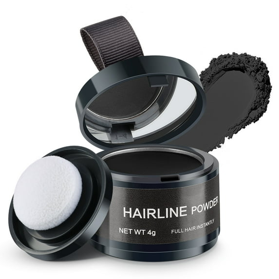 Instantly Hair Powder, Root Touch Up Hair Color Hairline Powder, Women Men Hair Powder Elevates Hairline for Women Men Thinning Hair, Black