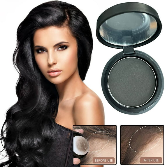 Instantly Hairline Shadow Hairline Powder, Root Touch Up Hair Color for Gray Coverage, Root Touch Up Powder, Quick Cover Grey Hair Root Concealer, Windproof & Sweatproof (#03, Black)