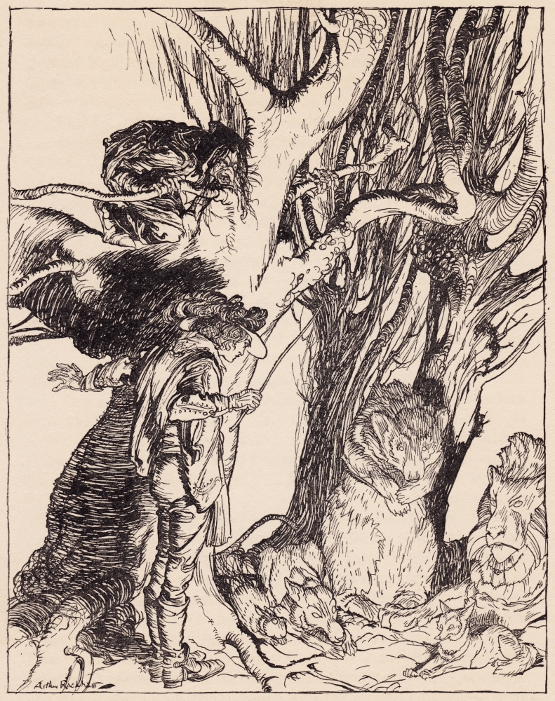 Instantly They Lay Still All Turned Into Stone Illustration By Arthur Rackham From Grimms Fairy Tale The Two Brothers Canvas Art - Ken Welsh Design Pics (13 x 17)