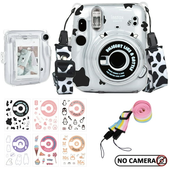 Instax Mini 11 Case, Clear Protective Camera Case for Fujifilm Instax Mini 11 with Upgraded Film Mini Pouch, Instax Camera Accessories with Shoulder Strap & Sticker