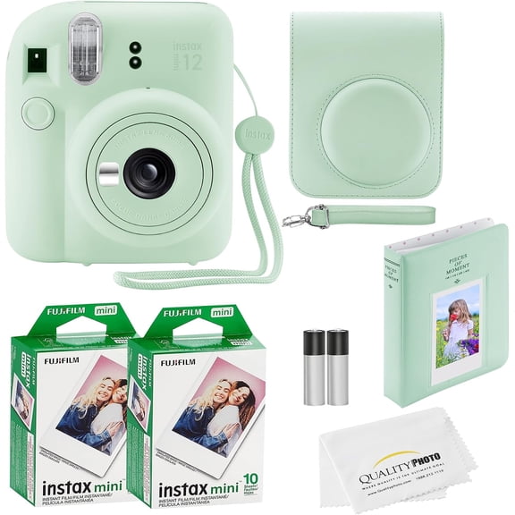 Instax Mini 12 Instant Camera with Case, 20 Prints, Decoration Stickers, Frames, Photo Album and More Accessories (Mint Green)