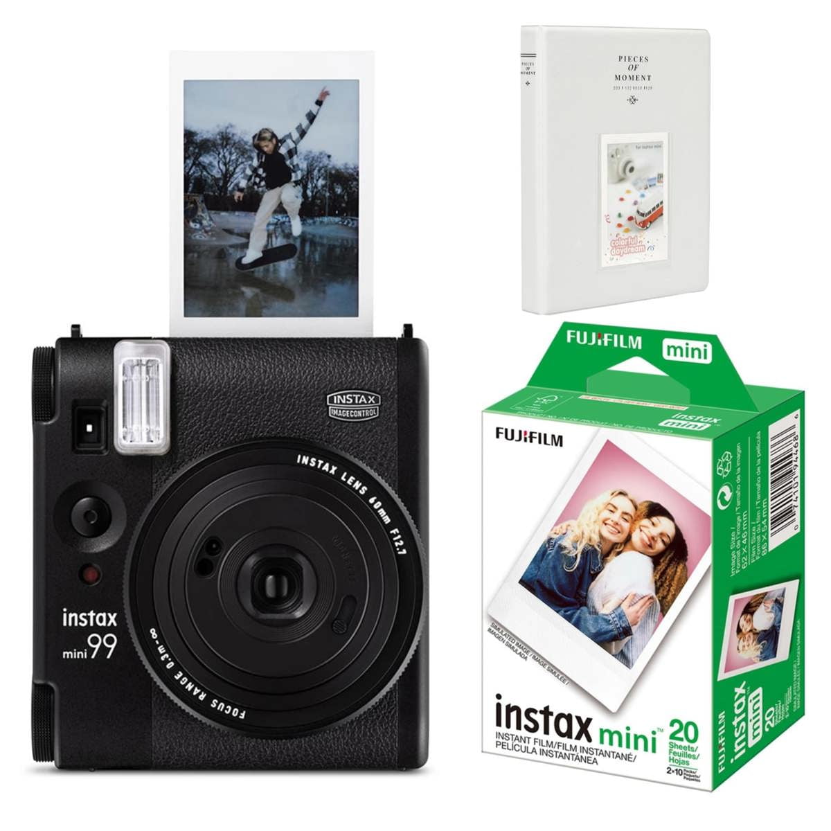 Fujifilm Instax Mini 99 Instant Film Camera, Matte Black, Bundle