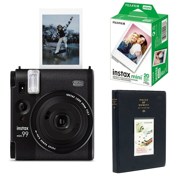 Fujifilm Instax Mini 99 Instant Film Camera, Matte Black, Bundle with Instant Daylight Film Pack and Photo Album