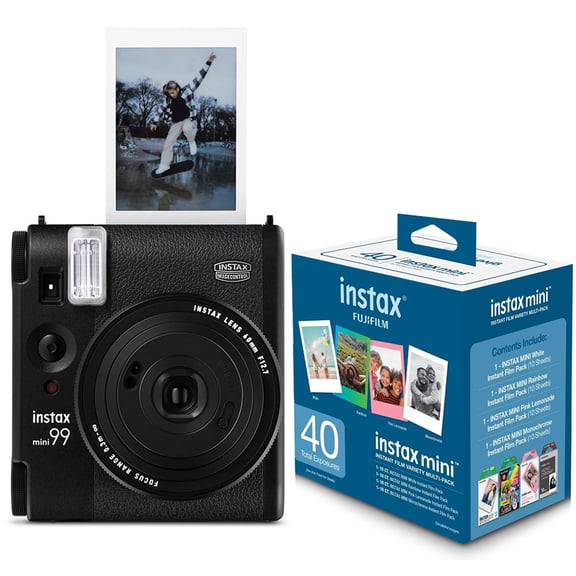 Fujifilm Instax Mini 99 Instant Film Camera, Matte Black, Bundle with Instant Variety Value Film Pack, 40 Exposures