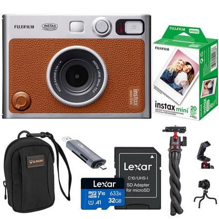 Instax Mini Evo Instant Film Camera, Brown + Accessories Kit