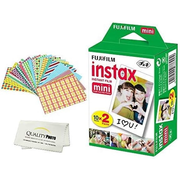 Instax Mini Instant Film Compatible with Instax Mini 8/9/11/12 Cameras Includes Frame Stickers and Quality Photo Microfiber Cloth (20 Prints)