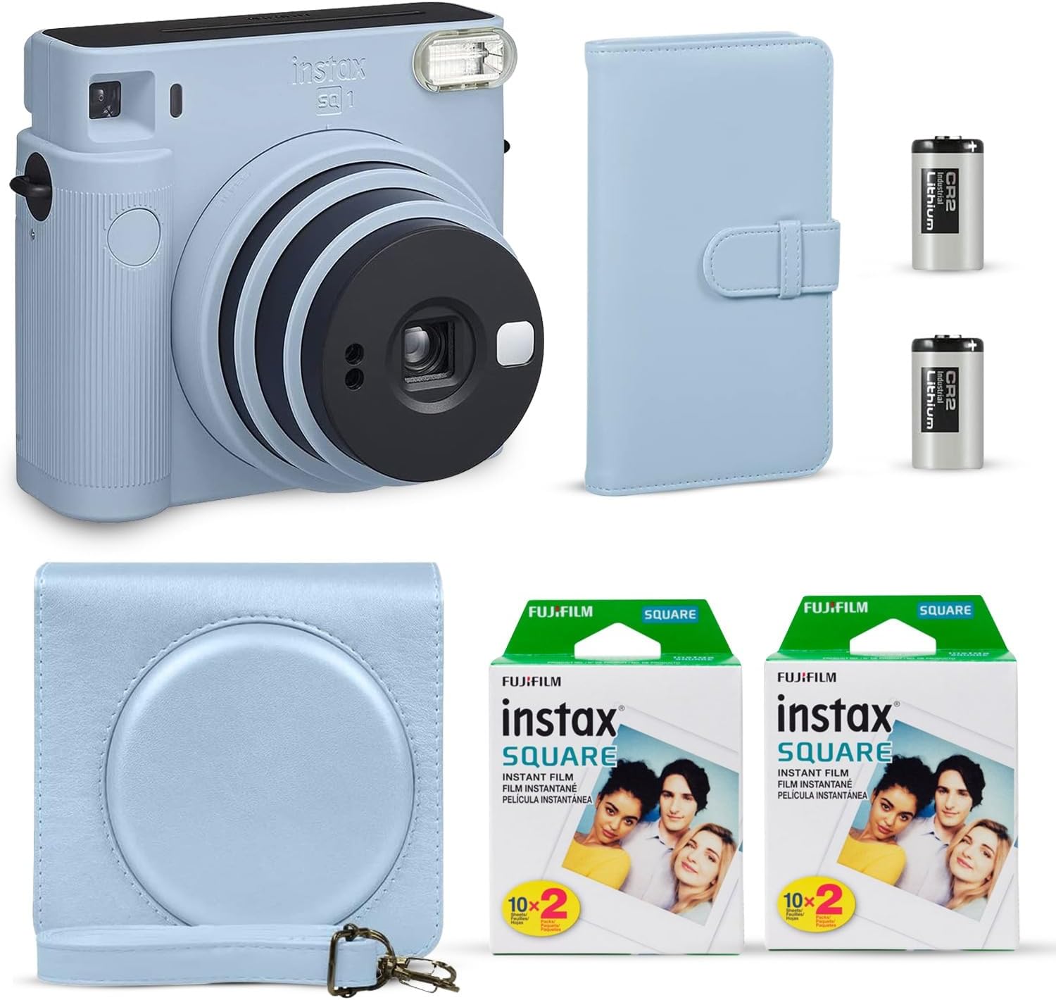 Instant Shutter Instax Square SQ1 Instant Camera Glacier Blue + Fuji Instax Film Value ...