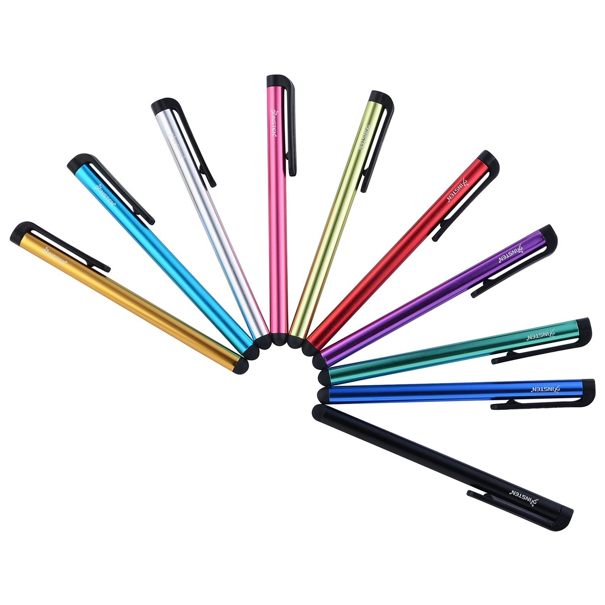 Insten 10 Pack Universal Stylus Pens for Touch Screens, Capacitive Styluses for Android Samsung Tablet Smart Phone Devices, 10 Colors - image 1 of 8