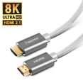 thumbnail image 1 of Insten - 15 Feet HDMI Male to Male Cable, 2.1 Version, 8K 60Hz, 48Gbps, Gold Connectors, Nylon Braided, White, 1 of 8