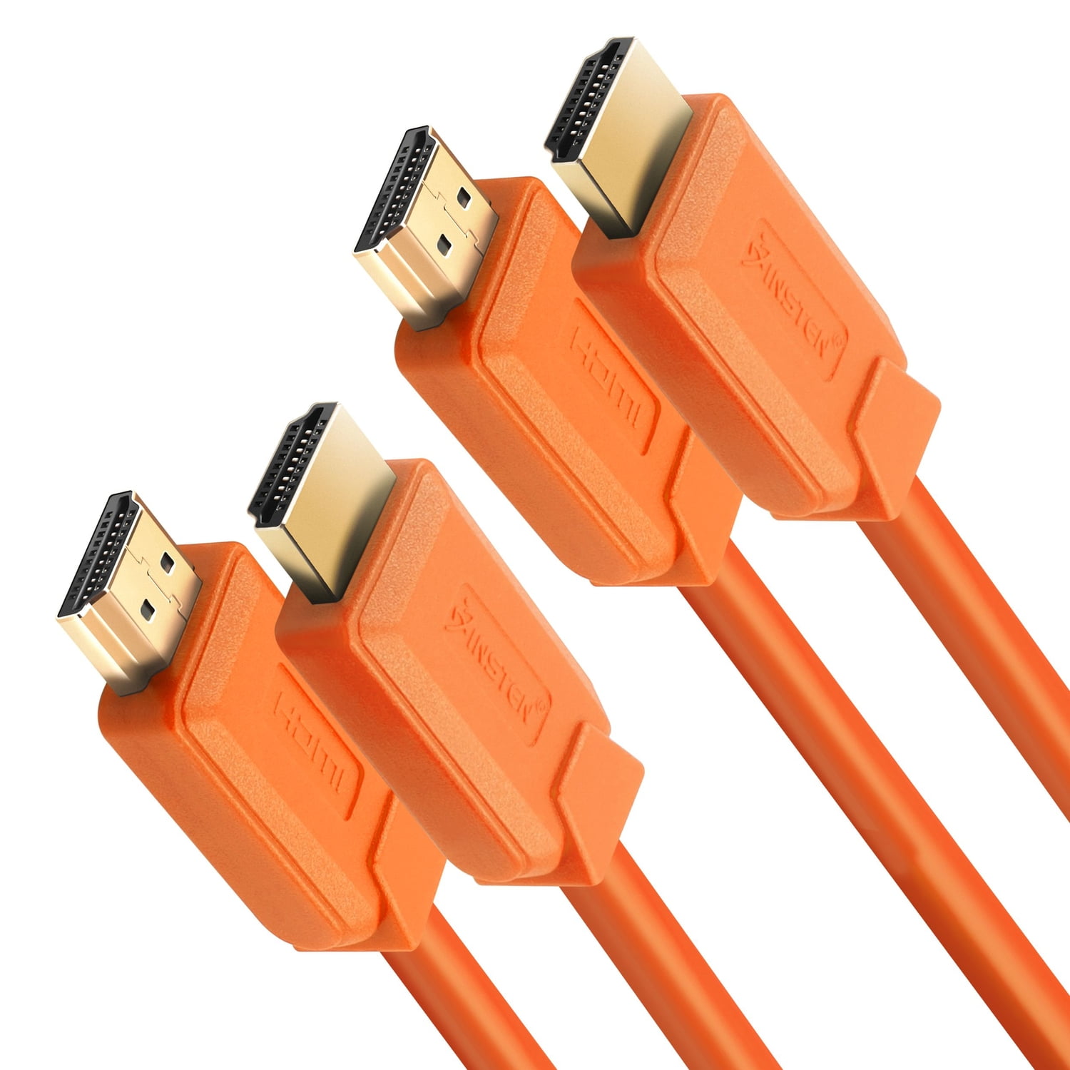 Insten - 2 Pack 1.5 ft HDMI High Speed Cable, 2.1 Version, 8K 60Hz, 48Gbps, PVC Cable, Gold Connectors, Orange
