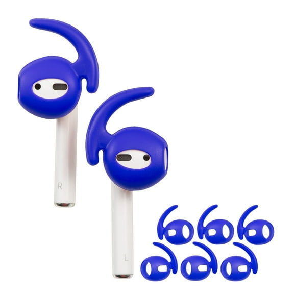 Insten 3 Pairs Ear Hooks Compatible with AirPods 1 & 2 Earbuds, Anti-Lost EarHooks Accessories, Comfortable Soft Silicone Covers, with Storage Box (Not Fit in Charging Case) Blue