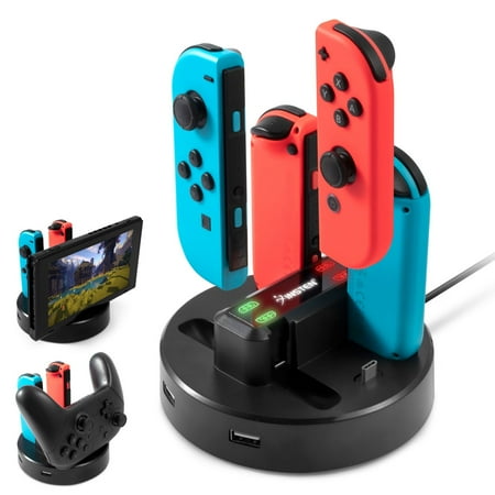 Insten Charging Dock Station For Nintendo Switch and OLED Model Console and Joycon Controller, with LED Indicator, Extra Two USB 2.0 Ports & USB-C Charger Cable