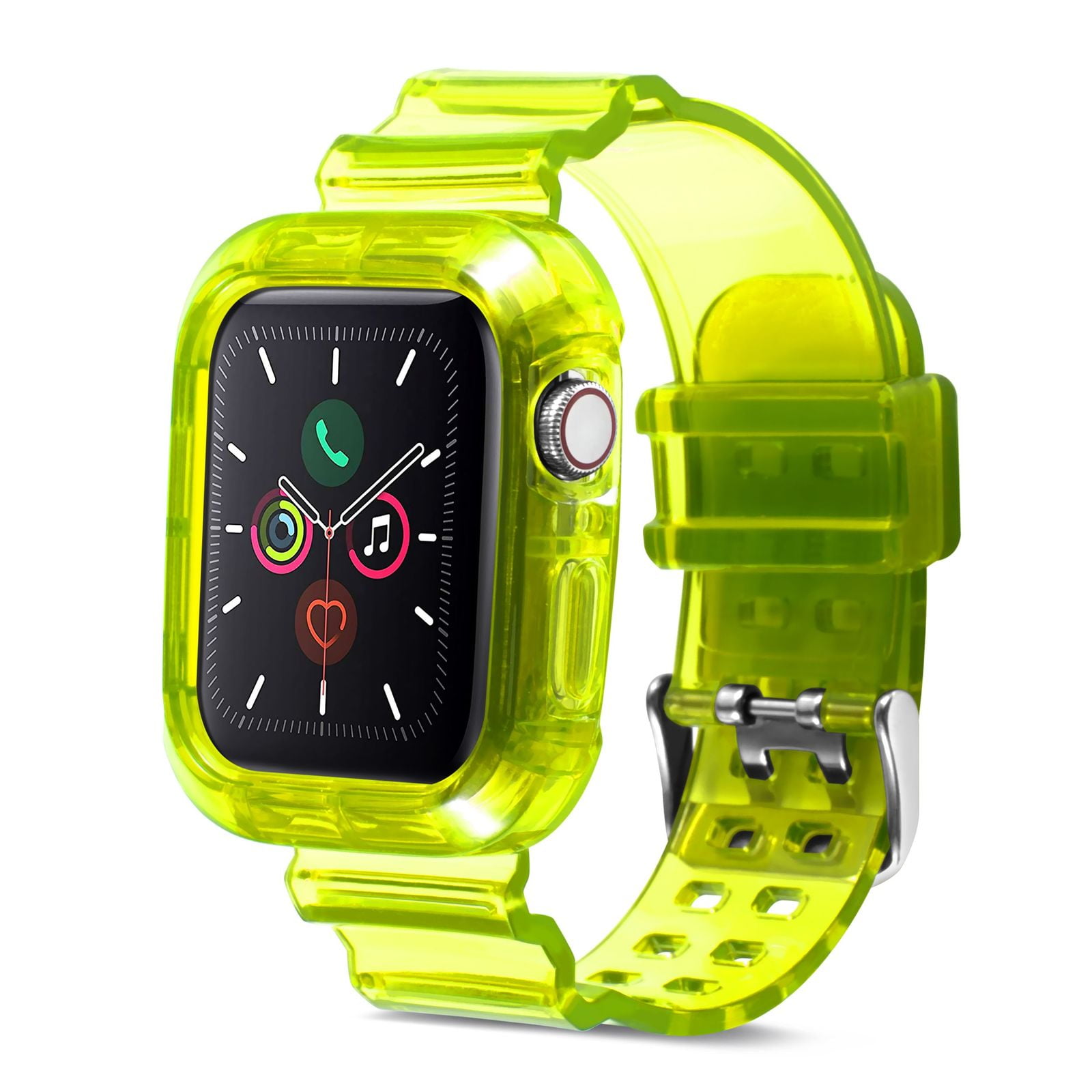 Insten Crystal Clear Watch Band with Rugged Bumper Case For Apple Watch 40mm 38mm Series SE 6 5 4 3 2 1 Replacement Soft TPU Transparent Strap Clear Yellow Walmart