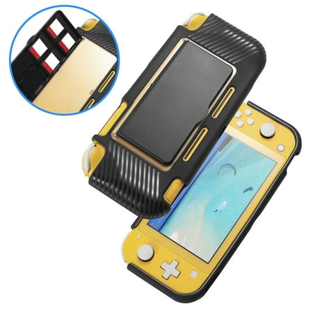 Insten Grip Case for Nintendo Switch Lite 2019, Shockproof Soft TPU Protective Case Shell Cover Built in 6 Game Cartridge Card Slots Storage Holder Ergonomic Design Reinforced Hand Padded Grip - Black