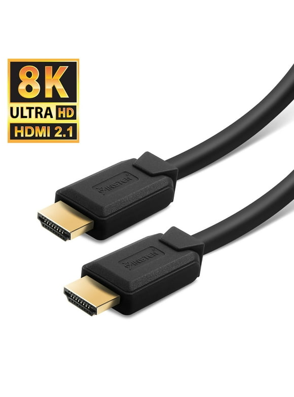Insten - HDMI Male to Male Cable, 2.1 Version, 8K 60Hz, 48Gbps, PVC Cable, Gold Connectors, 15ft , Black