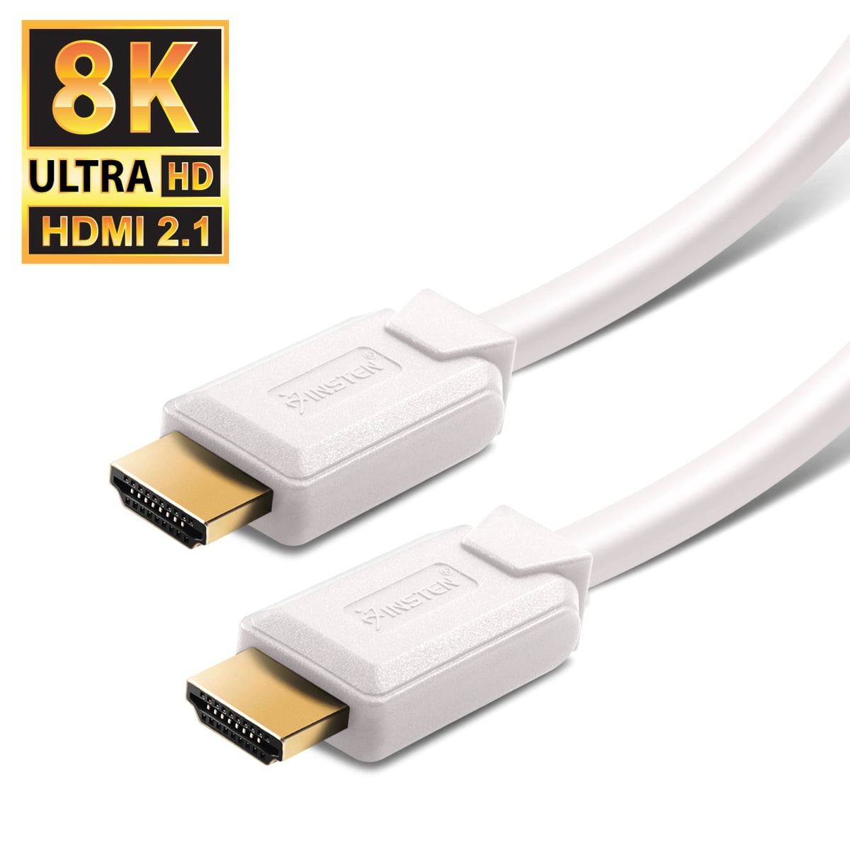 Insten - HDMI Male to Male Cable, 2.1 Version, 8K 60Hz, 48Gbps, PVC Cable, Gold Connectors, 3ft , White