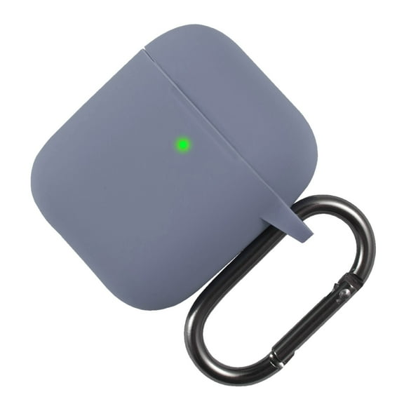 Insten Liquid Silicone Case For AirPods 1 & 2 Earbuds, Protective Soft Gel Cover Skin with Portable Keychain, Supports Wireless Charging [Front LED Visible] Lavender Purple