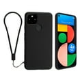 thumbnail image 1 of Insten Liquid Silicone Case For Google Pixel 4a 5G (2020)(NOT For Pixel 4a) Soft Microfiber Lined Full Body Protective Slim Cover, Black, 1 of 9