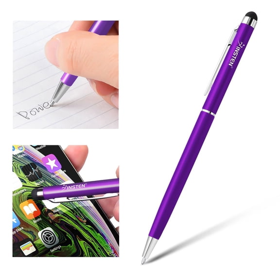 Insten Purple 2-in-1 Capacitive Touch Screen Stylus with Ball Point Pen for Cell Phone iPhone 11 / 11 Pro / 11 Pro Max XS XR XS Max X 8 7 6 Plus SE iPad Air Pro Mini Tablet iPod Samsung Galaxy S9 S9+