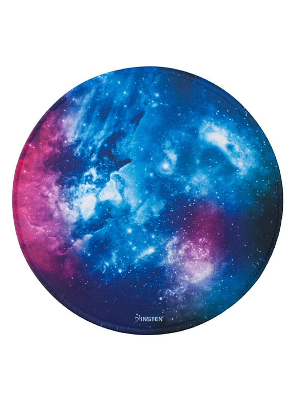 Insten Round Galaxy Mouse Pad for Home Office Gaming Computer Desk, Smooth Non Slip Rubber Mat, Blue Purple Nebula