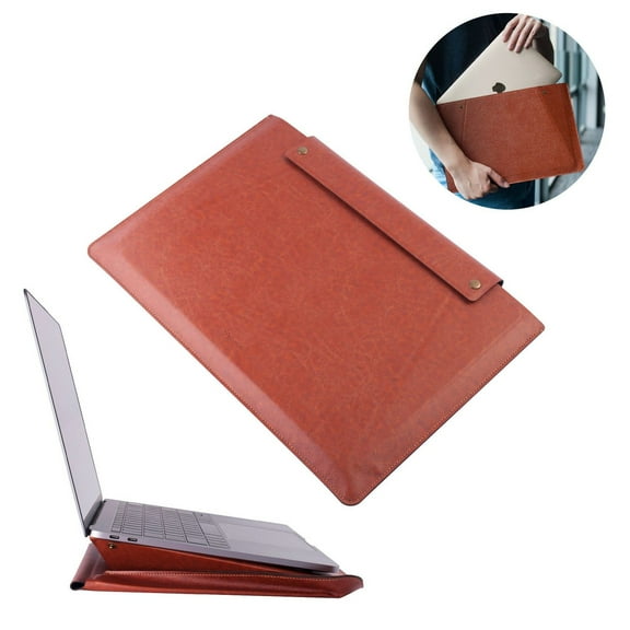 Insten Universal PU Leather Laptop Pouch Sleeve Bag Case with Stand for 13.3" MacBook/Microsoft Surface Go/Pro - Brown