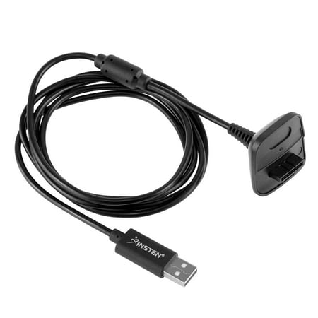 Insten Wireless Controller Charger Cable for Xbox 360 Remote Control USB Charger Cord, Black