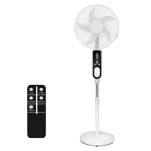 Inster Pedestal Fan Rechargeable Floor Fan with Remote Control 35dB Low Noise 120° Oscillation 5 Speeds 10H Working Time LED Display Adjustable Height for Bedroom Office Indoor Outdoor