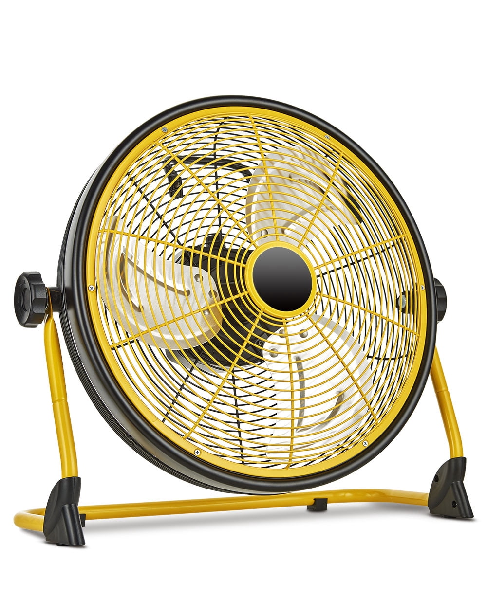 Instern 16" Battery Powered Floor Fan, Portable Rechargeable Cordless Fan, 360° Tilt, 24H Run Time, Waterproof, High Velocity Heavy Duty Metal Fan for Camping Hurricane Home Warehouse
