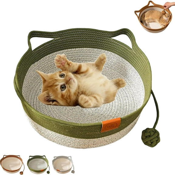 Instinct Basket, Stimuli Cat Bed with Toy Tail, Cats Ear Design, Breathable All Season Universal, Scratch-Resistant