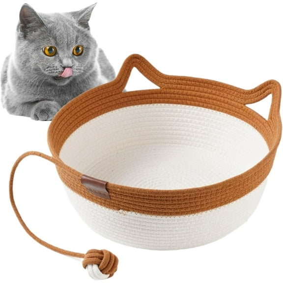 Instinct Basket, Stimulicat Cat Bed, Stimulicat Cat Bed Rope Cotton with Cushion, Eliminates Bed Rejection Round Pet Basket, Boho Catbed for Cats Handwoven Scratchable Breathable Weave