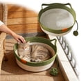 thumbnail image 1 of Instinct Basket, Stimulicat Cat Bed, Stimulicat Cat Bed Rope Cotton with Cushion, Eliminates Bed Rejection Round Pet Basket, Boho Catbed for Cats Handwoven Scratchable Breathable Weave(Green,S), 1 of 6