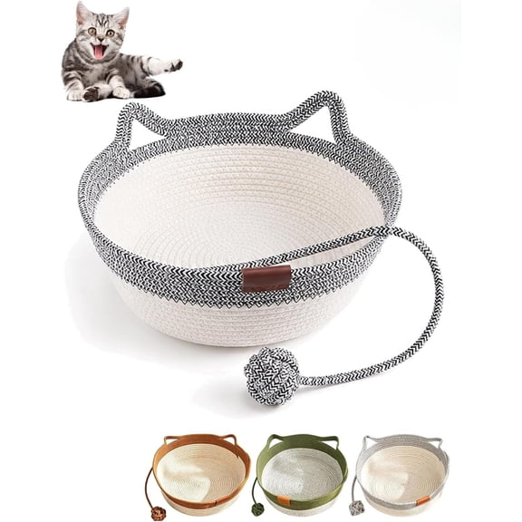 Instinct Basket for Cats, Cat Basket Bed, Natural Cat Rope Basket for Lounge & Play