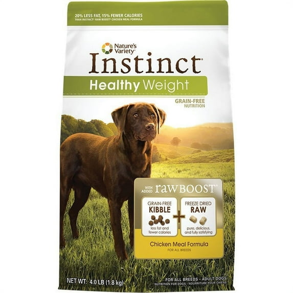Instinct Raw Boost Healthy Weight Grain-Free Recipe with Real Chicken Natural Dry Dog Food by Nature's Variety, 4 lb. Bag