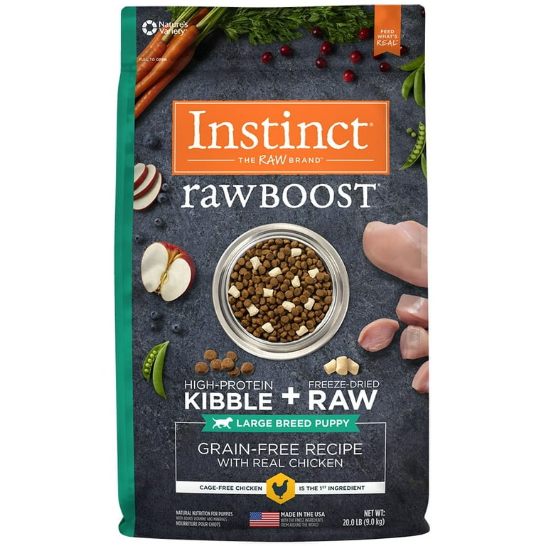Instinct by Nature's Variety Raw Boost Grain-Free Chicken Meal Recipe Large Breed Puppy Dry Dog Food, 20-lb bag Instinct by Nature's Variety Raw Boost Grain-Free Chicken Meal Recipe Large Breed Puppy Dry Dog Food, 20-lb bag