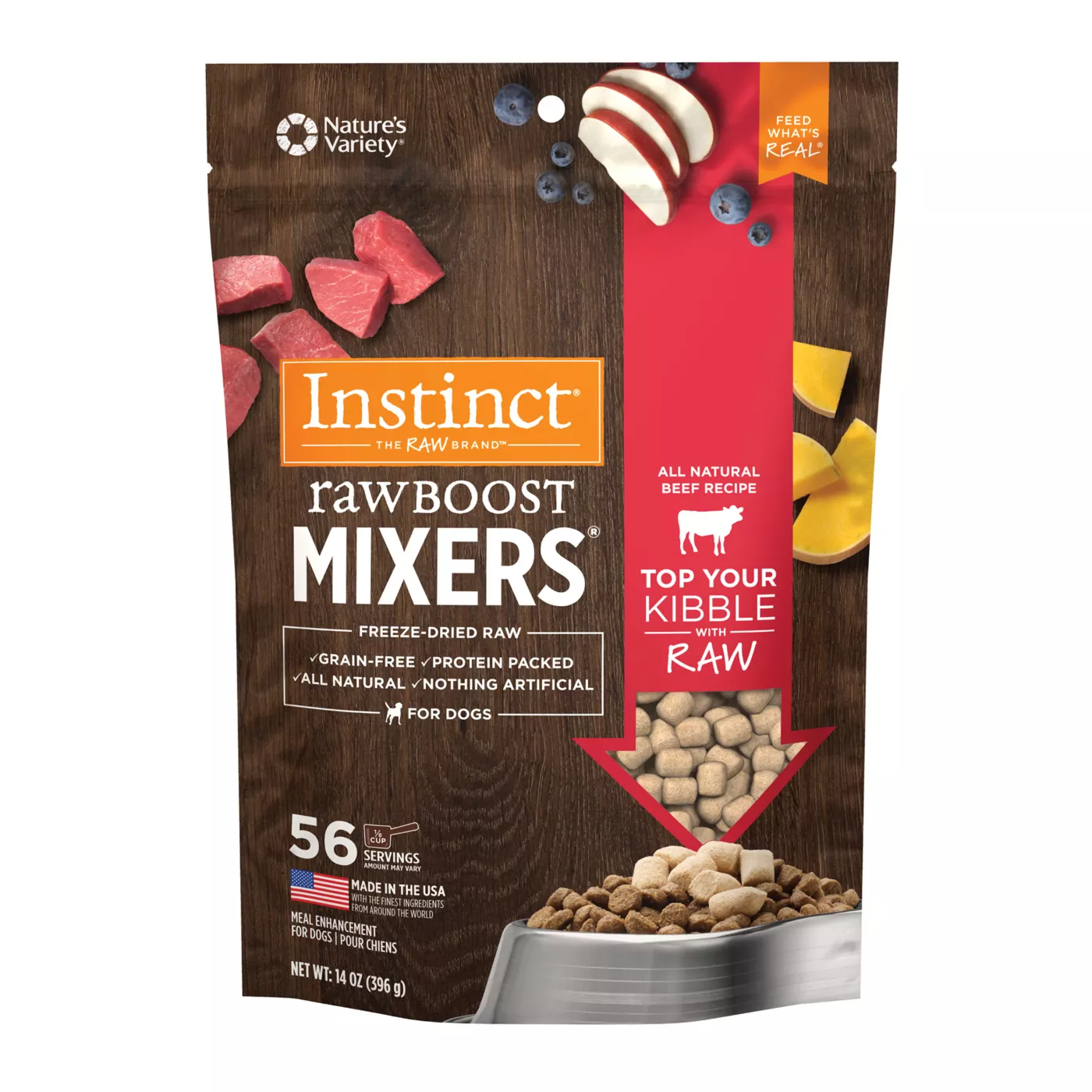 Instinct Raw Boost Mixers Freeze-Dried All Life Stages Dog Food Topper - Raw, Grain Free, Beef