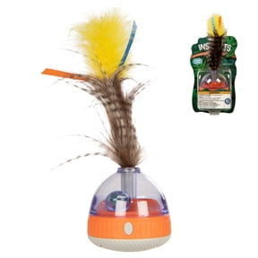 Instincts by SmartyKat Swirl 'N Spin Electronic Spinning Light Cat Toy with Feathers & Ribbons