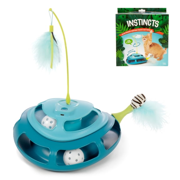 Instincts by SmartyKat Tricky Tracks Stackable Track Cat Toys With USB-C Rechargeable Spinning Wand Cat Toy