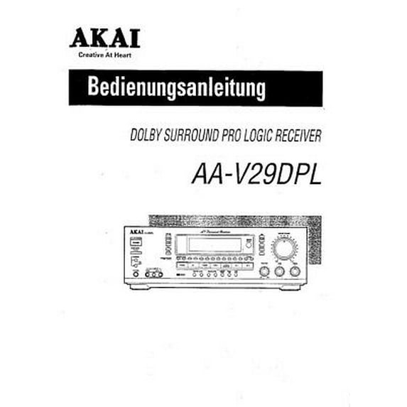 Instruction Manual ONLY for Akai AA-V29DPL Receiver Owners Instruction Manual REPRINT