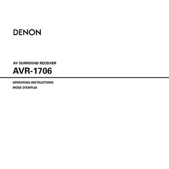 Instruction Manual ONLY for Denon AVR-1706 AV Receiver Owners Manual REPRINT