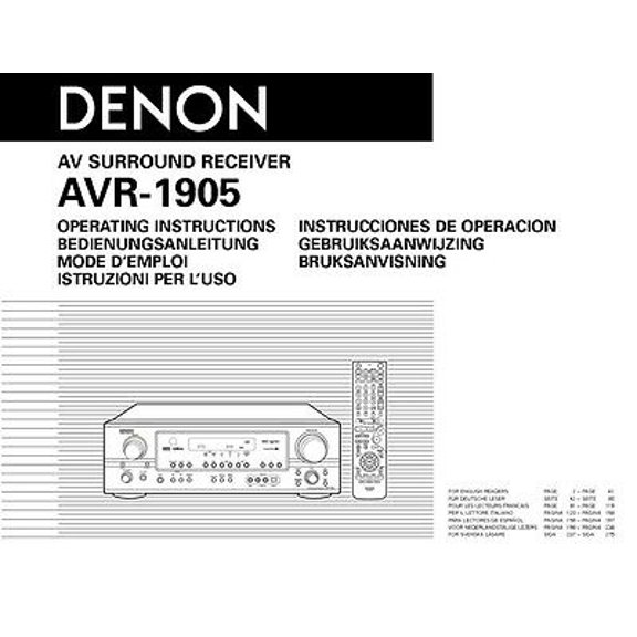 Instruction Manual ONLY for Denon AVR-1905 AV Receiver Owners Manual REPRINT