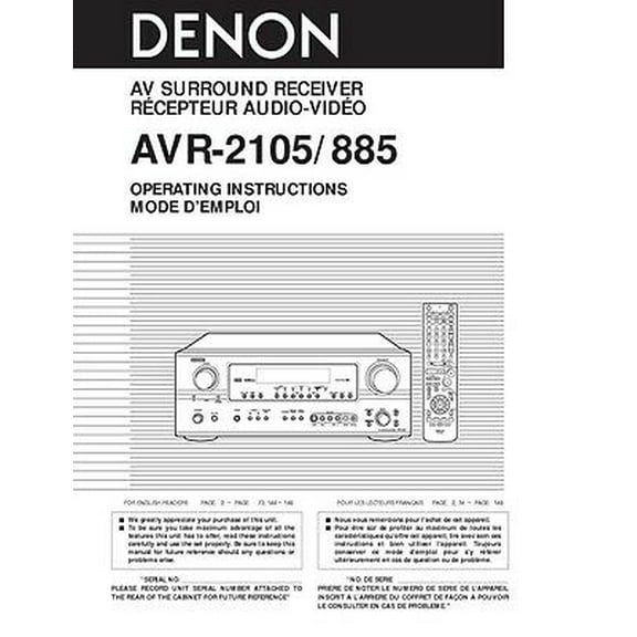 Instruction Manual ONLY for Denon AVR-2105 AV Receiver Owners Manual REPRINT