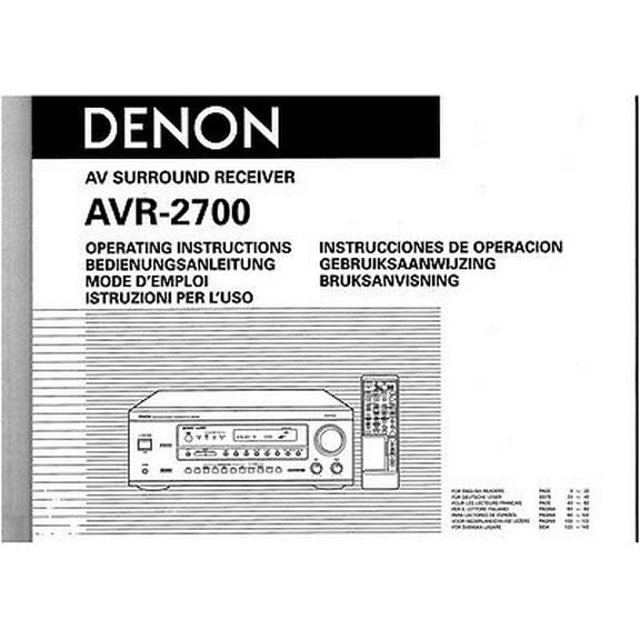 Instruction Manual ONLY for Denon AVR-2700 AV Receiver Owners Manual REPRINT