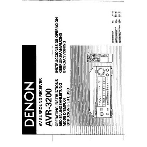 Instruction Manual ONLY for Denon AVR-3200 AV Receiver Owners Manual REPRINT