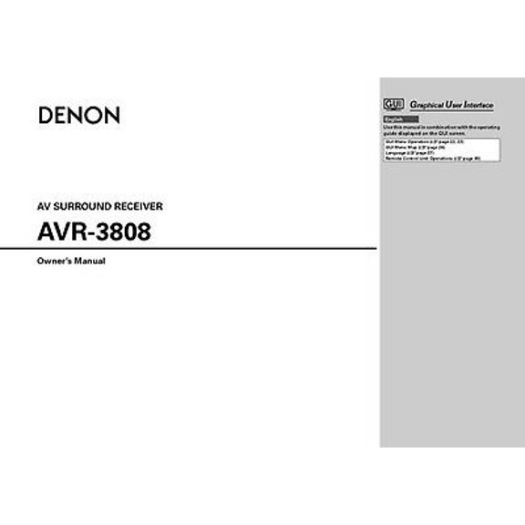 Instruction Manual ONLY for Denon AVR-3808 AV Receiver Owners Manual REPRINT