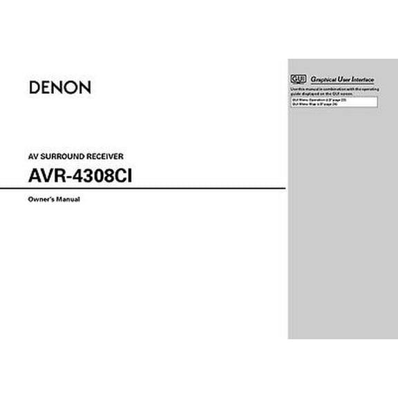 Instruction Manual ONLY for Denon AVR-4308CI AV Receiver Owners Manual REPRINT
