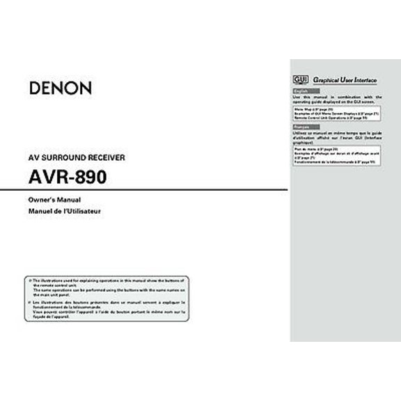 Instruction Manual ONLY for Denon AVR-890 Receiver Amplifier Owners Manual REPRINT