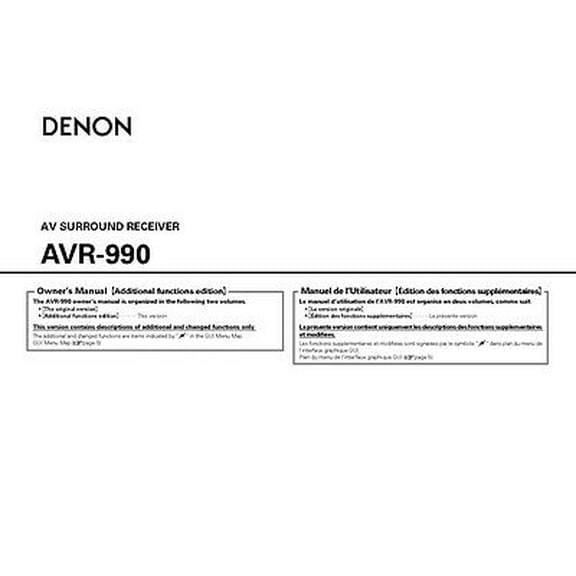 Instruction Manual ONLY for Denon AVR-990 Receiver Amplifier Owners Manual REPRINT