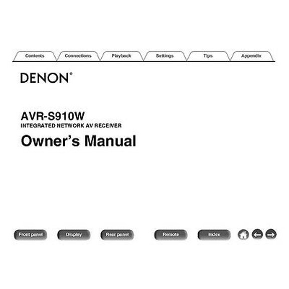 Instruction Manual ONLY for Denon AVR-S910W Receiver Owners Manual REPRINT