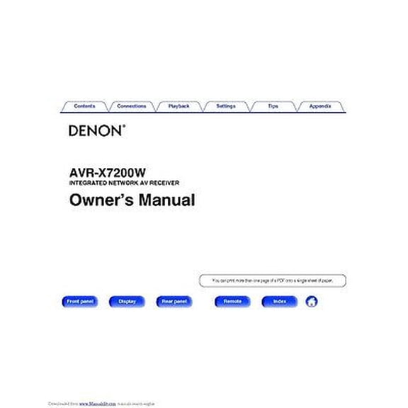 Instruction Manual ONLY for Denon AVR-X7200W Receiver Amplifier Owners Manual REPRINT